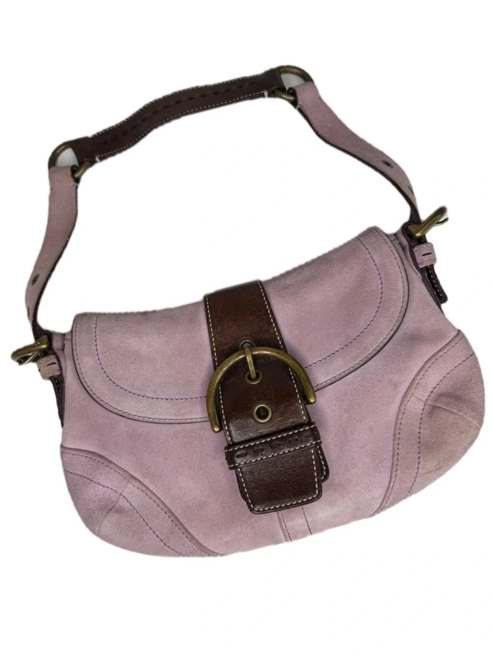 Coach Lavendar Suede Y2K Vintage SoHo Flap Buckle Bag